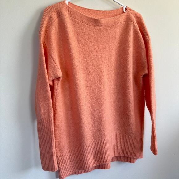 Anthropologie Wool Blend Boat Neck Sweater Peach Pink Size XS Oversized - Picture 7 of 12